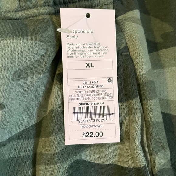 Green Camo Sweatpants Size XL Comfy Unisex Loungewear Athleisure Army Pants NEW - Picture 8 of 10